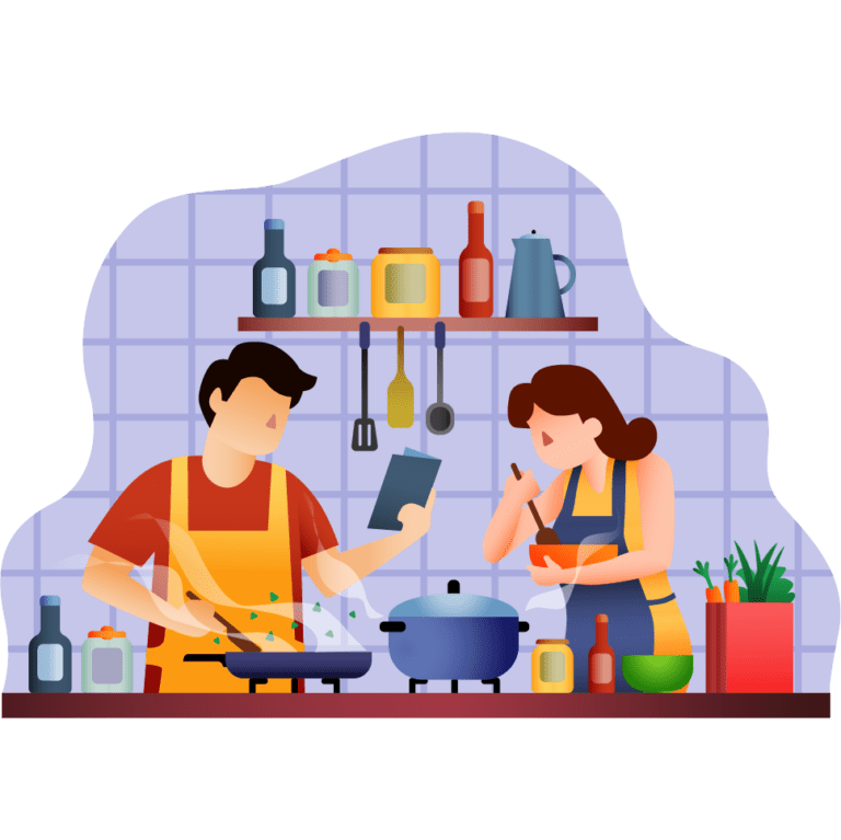 Illustration cuisinons ensemble